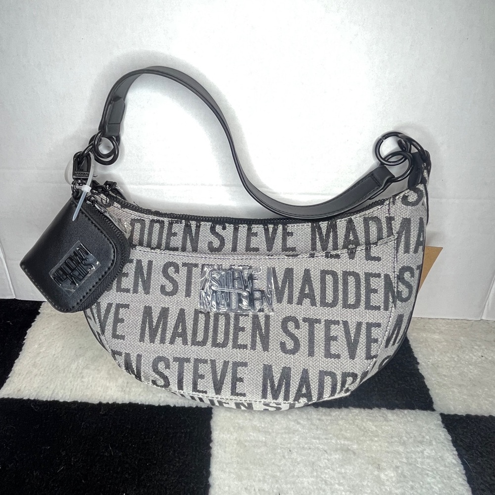 NWT Steve Madden BArmin All Over Logo Shoulder Bag - Picture 4 of 8